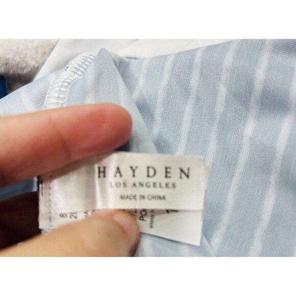 Hayden Los Angeles Bathing Suit Vertical Blue White Stripes Deep V Plus Size 2XL - Picture 7 of 10